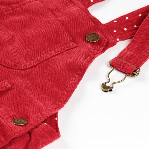 Original Dotty Dungarees Red Corduroy Dungarees Detail My Baby Edit