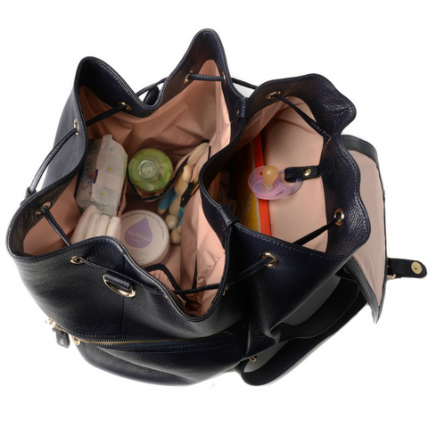 Original Kerikit Real Leather Thor Navy Backpack Inside View My Baby Edit