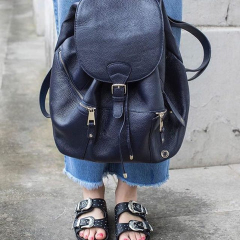 Original Kerikit Real Leather Thor Navy Backpack Lifestyle My Baby Edit