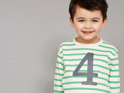 Long Sleeve T-Shirt  - Numbered 1 Gooseberry & Cream Breton Stripe