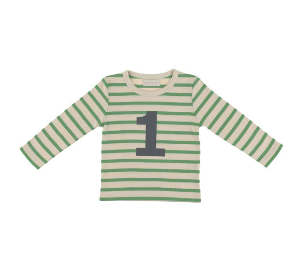 Long Sleeve T-Shirt  - Numbered 1 Gooseberry & Cream Breton Stripe