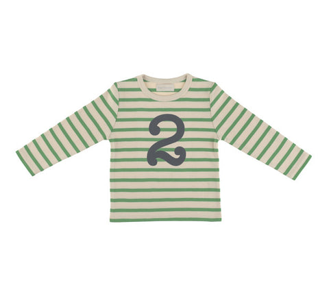 Long Sleeve T-Shirt  - Numbered 2 Gooseberry & Cream Breton Stripe