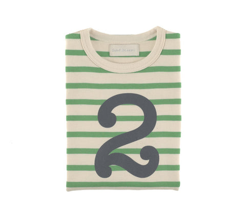 Long Sleeve T-Shirt  - Numbered 2 Gooseberry & Cream Breton Stripe