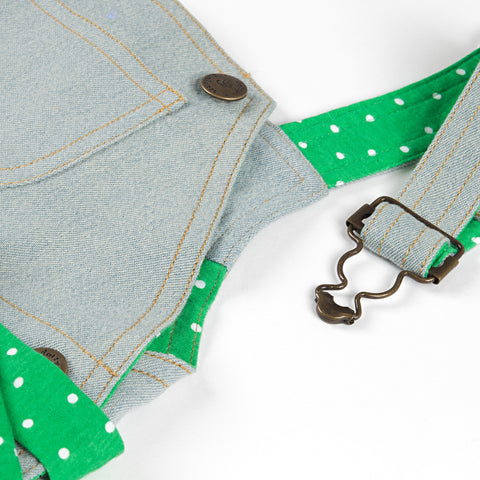 Original Dotty Dungarees Dotty Green Dungarees Close Up My Baby Edit