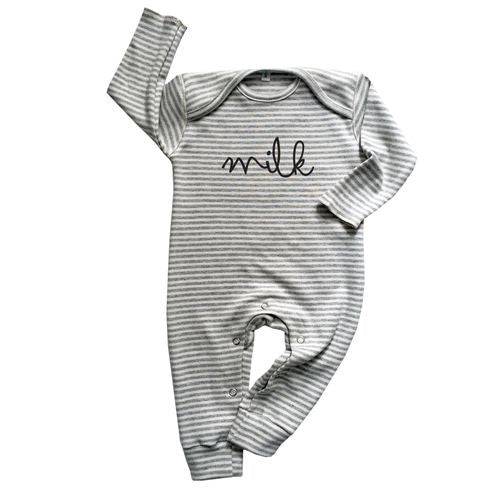 Original Organic Zoo Grey Stripes MILK play suit