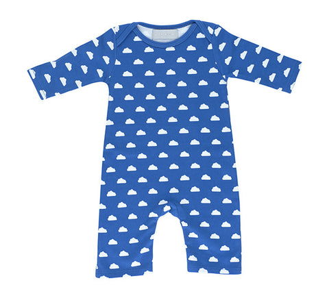 All in One Baby Body - Ink Blue & White Cloud