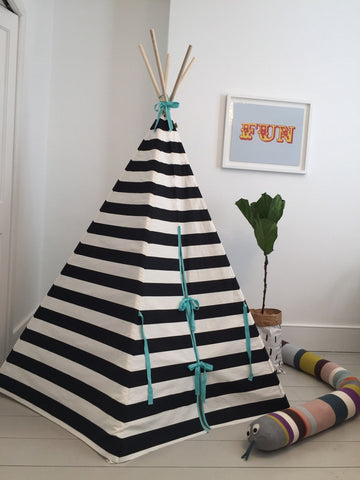 Original Wildfire Teepee Stripe Seafoam Trim closed MyBabyEdit