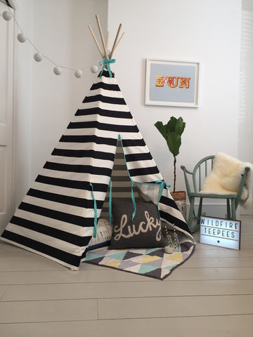 Stripe Seafoam Trim Teepee